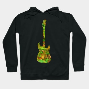 Green on Yellow Flame Guitar Silhouette Hoodie